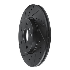 Mini Cooper Brake Rotor (1) - Front Left - R1 Concepts - Drilled & Slotted - Black - `14-`21